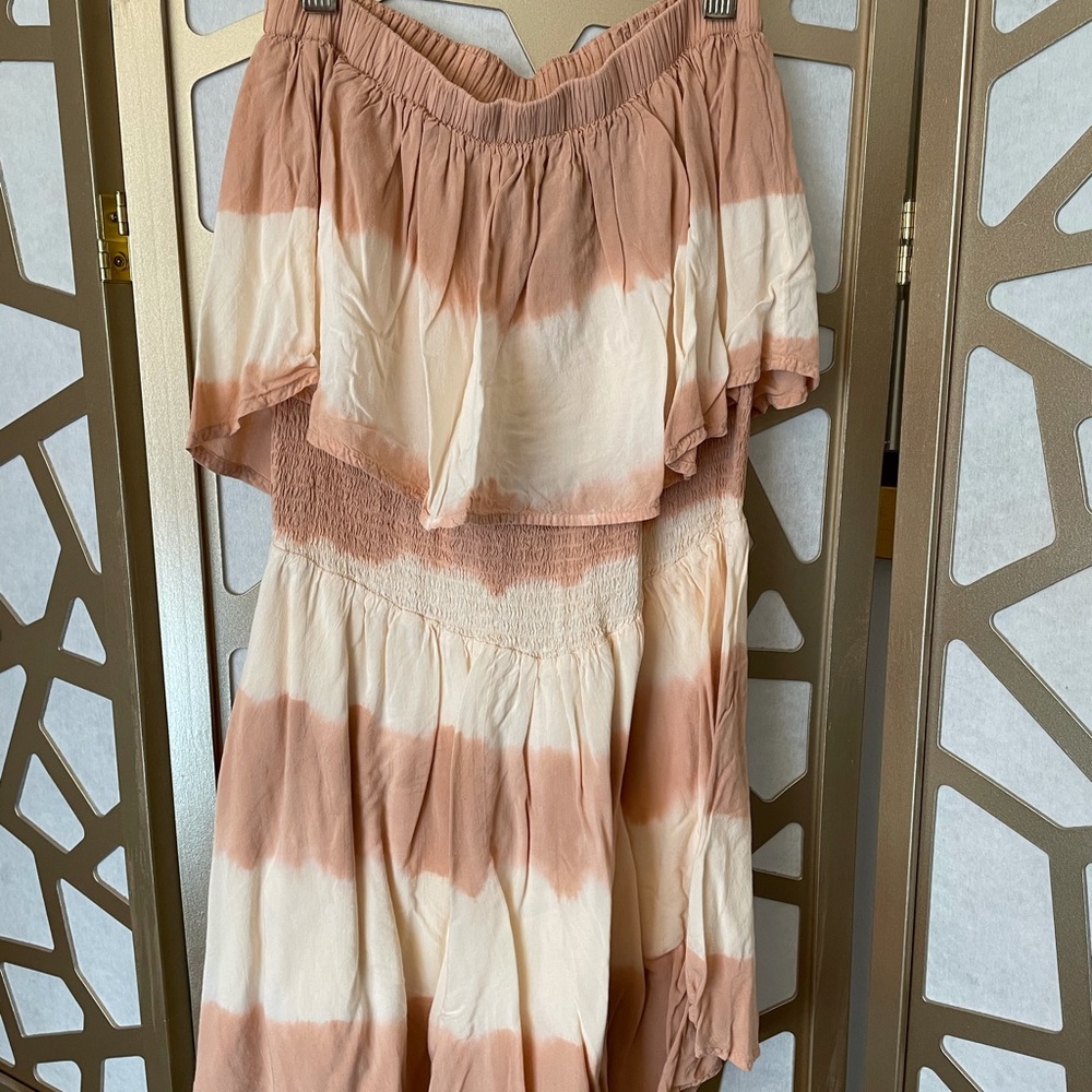 Peach free people inspired tie dyed dress